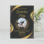 Modern Black & Gold Graduation Party 招待状 (スタンド正面)