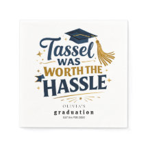 Modern Black & Gold Graduation Party Napkins