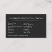 Modern Black Gold Handyman Construction  名刺 (裏面)
