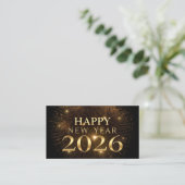 modern black gold happy new year business card 名刺 (スタンド正面)