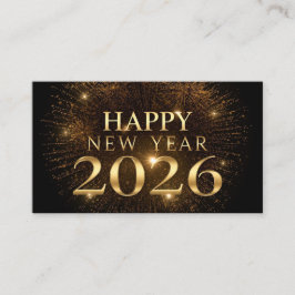 modern black gold happy new year business card 名刺