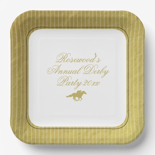 Modern Black & Gold Horse Race Derby Equestrian ペーパープレート (正面)