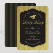 Modern Black & Gold Horse Race Derby Equestrian 招待状 (正面/裏面)
