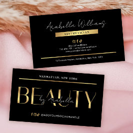 Modern Black & Gold Lash Beauty Salon Aesthetician 名刺