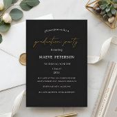 Modern black & gold law school graduation  招待状