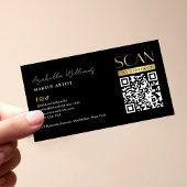Modern Black Gold Logo Makeup Beauty Salon QR Code 名刺