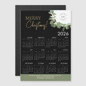 Modern Black & Gold Merry Christmas 2026 Calendar (正面/裏面)