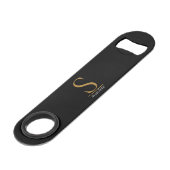 Modern Black Gold Monogram Girly Elegant Script スピード栓抜き (正面アングル)