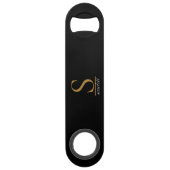 Modern Black Gold Monogram Girly Elegant Script スピード栓抜き (正面)
