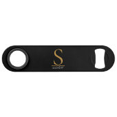 Modern Black Gold Monogram Girly Elegant Script スピード栓抜き