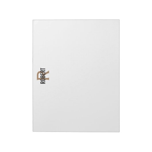 Modern black gold monogram name notepad ノートパッド (回転)