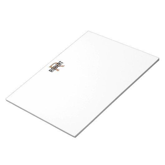 Modern black gold monogram name notepad ノートパッド (アングル)