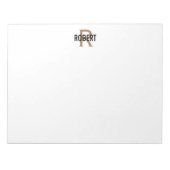 Modern black gold monogram name notepad ノートパッド (正面)
