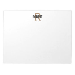 Modern black gold monogram name notepad ノートパッド