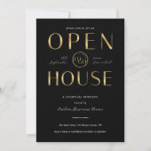 Modern Black & Gold Open House Corporate Logo 招待状 (正面)