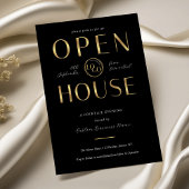 Modern Black & Gold Open House Corporate Logo 招待状