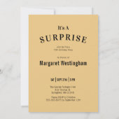 Modern Black Gold Photo Surprise 70th Birthday 招待状 (裏面)