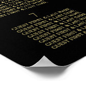Modern Black & Gold Polka Dots Wedding Table Plan ポスター (角)