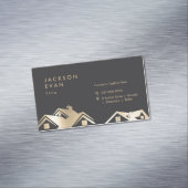 Modern Black & Gold Roofing Construction Repair マグネット名刺 (インサイチュ)