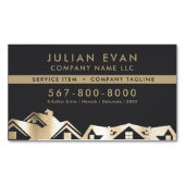 Modern Black & Gold Roofing Handyman Repair マグネット名刺 (正面)