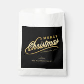 Modern Black & Gold Script Merry Christmas フェイバーバッグ (正面)