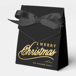 Modern Black & Gold Script Merry Christmas フェイバーボックス