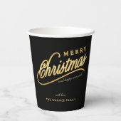 Modern Black & Gold Script Merry Christmas 紙コップ (裏面)