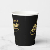 Modern Black & Gold Script Merry Christmas 紙コップ (右)