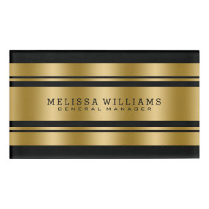 Modern Black & Gold Stripes 名札