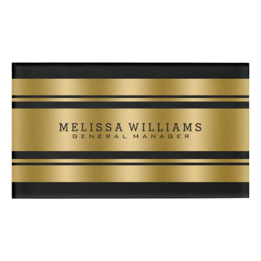 Modern Black & Gold Stripes 名札 (正面)