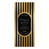 Modern Black & Gold Stripes Salon Price List Menu ラックカード (裏面)