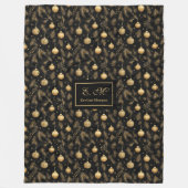 Modern black & gold watercolor custom name blanket フリースブランケット (正面)