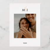 Modern Black & Golden Leaflet Border Monogram 箔招待状 (裏面)