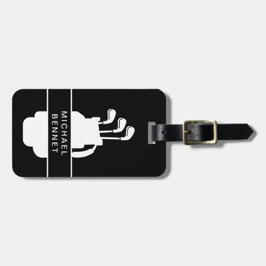 Modern Black Golf Sport ラゲッジタグ (正面横)
