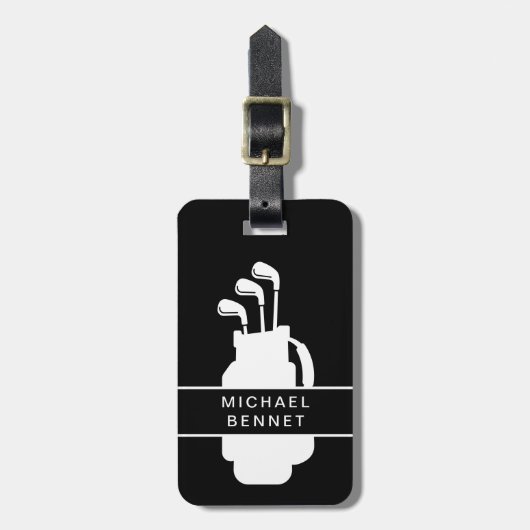 Modern Black Golf Sport ラゲッジタグ (正面縦)