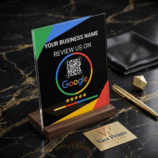 Modern Black Google Review QR Code アクリルサイン