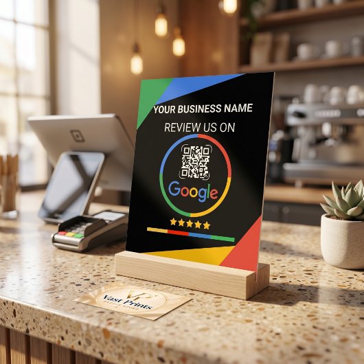 Modern Black Google Review QR Code アクリルサイン
