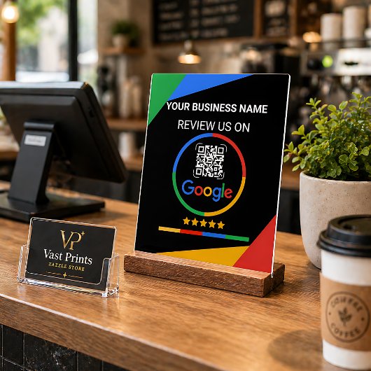 Modern Black Google Review QR Code アクリルサイン