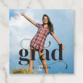  Modern Black Grad Typography Photo Graduation フェイバータグ (正面)