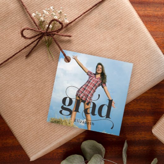  Modern Black Grad Typography Photo Graduation フェイバータグ
