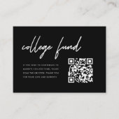 Modern Black Graduation College Fund QR Code エンクロージャーカード (正面)