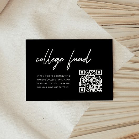 Modern Black Graduation College Fund QR Code エンクロージャーカード