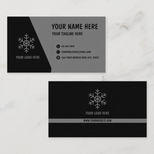 Modern Black Gray Minimal Business Card Template 名刺 (正面/裏面)