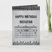 Modern Black Gray Rockstar Dad Happy Birthday カード (正面)