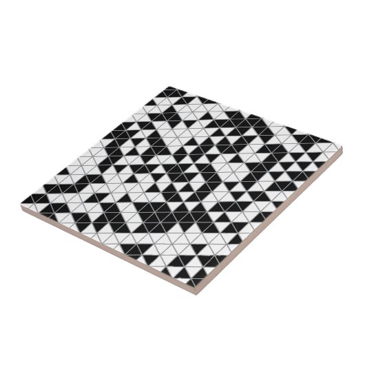 Modern Black Gray White Geometric Triangles タイル (側面)