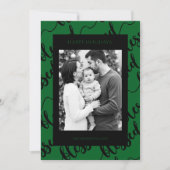 Modern Black & Green “Blessed” Script Photo シーズンカード (正面)