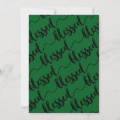 Modern Black & Green “Blessed” Script Photo シーズンカード (裏面)