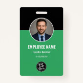 Modern Black Green Employee Identification Card バッジ (正面)
