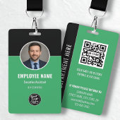 Modern Black Green Employee Identification Card バッジ