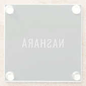 Modern Black Grey Personalized Name Glass Design ガラスコースター (裏面)